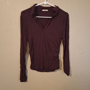Madewell Deep Purple Long Sleeve Blouse
